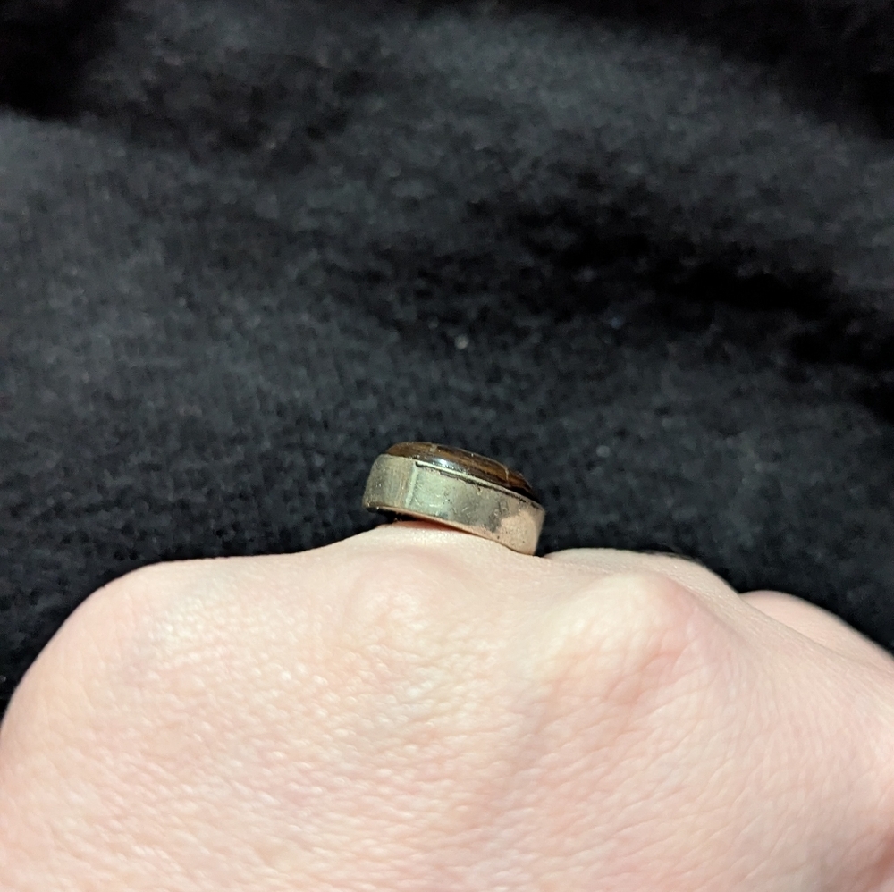 Sterling Silver Brown Septarian Gemstone Oval Statement Ring - Size 6 - Picture 2 of 7